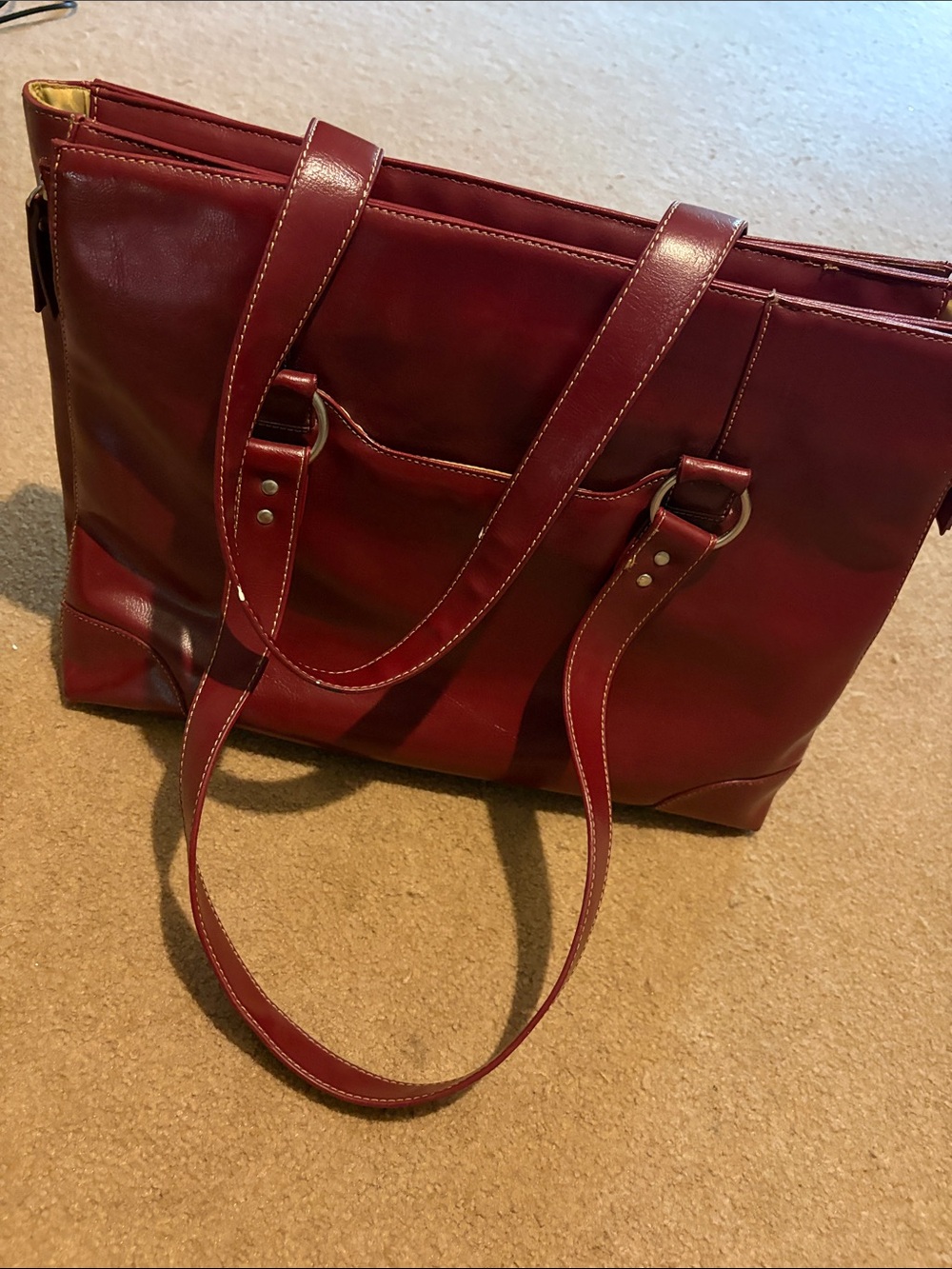 Franklin Covey burgundy red leather laptop briefcase